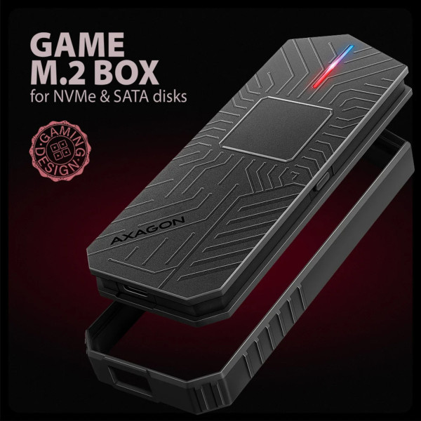 Фото - Внешний карман AXAGON USB-C 10Gbps - M.2 NVMe & SATA SSD GAME M.2 box (EEM2-GAM)