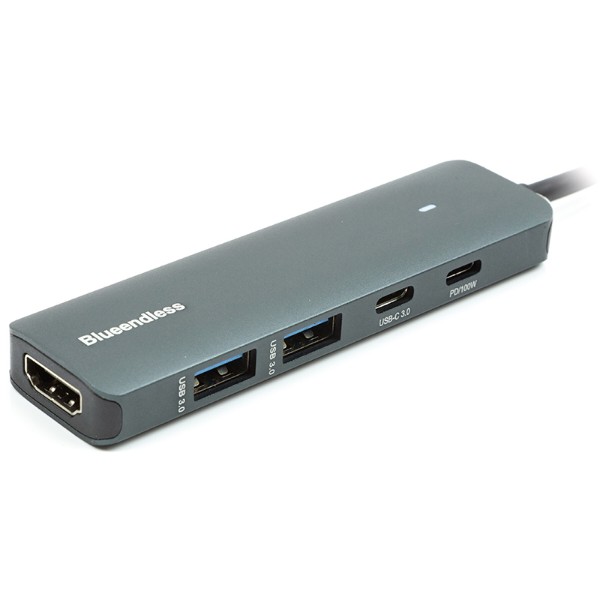 Фото - Хаб USB PowerPlant Blueendless USB Type-C - 2 x USB 3.0 Type-C PD HDMI (CA913435)