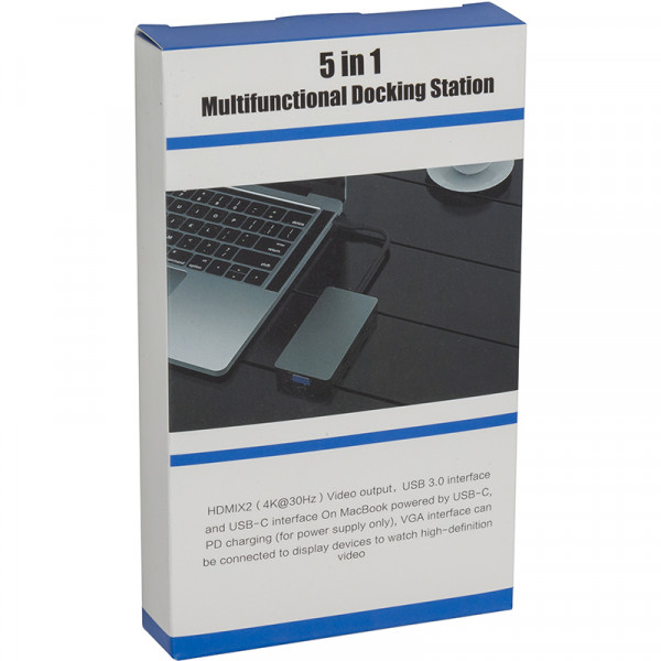Фото - Хаб USB PowerPlant Type-C - 2x HDMI 1x VGA 1x USB Type-A 1x USB Type-C PD60W (CA913879)