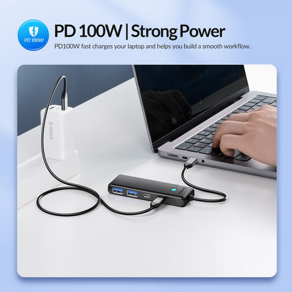 Фото - Хаб USB Orico PAPW Series 4-Port USB3.0 (PAPW2AC-C3-015-BK-EP)
