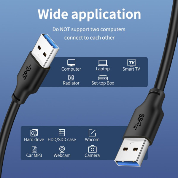 Фото - Кабель USB Type-A - USB Type-A Cabletime USB 3.0 AM - AM, 3m (CA10N)