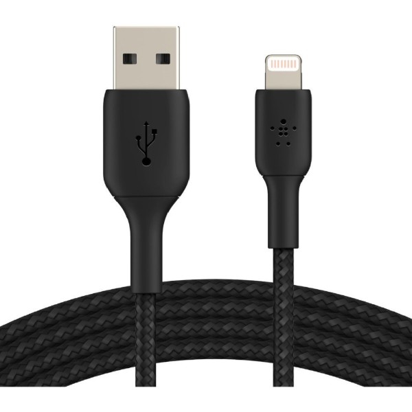 Фото - Кабель Belkin USB-A - Lightning Braided 2m Black (CAA002BT2MBK)