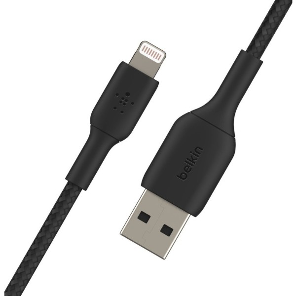 Фото - Кабель Belkin USB-A - Lightning Braided 2m Black (CAA002BT2MBK)