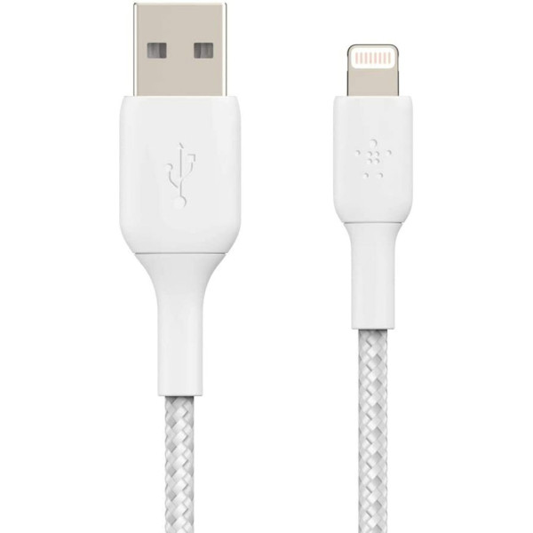 Фото - Кабель синхронізації даних Belkin USB-A - Lightning Braided 2m White (CAA002BT2MWH)