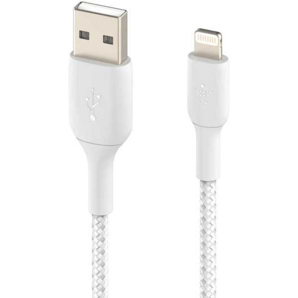 Фото - Кабель синхронізації даних Belkin USB-A - Lightning Braided 2m White (CAA002BT2MWH)