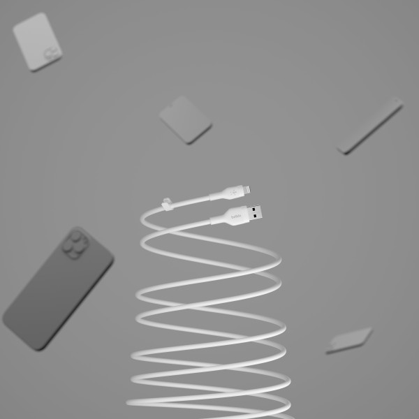 Фото - Кабель синхронізації даних Belkin USB-A - Lightning Silicone 1m White (CAA008BT1MWH)