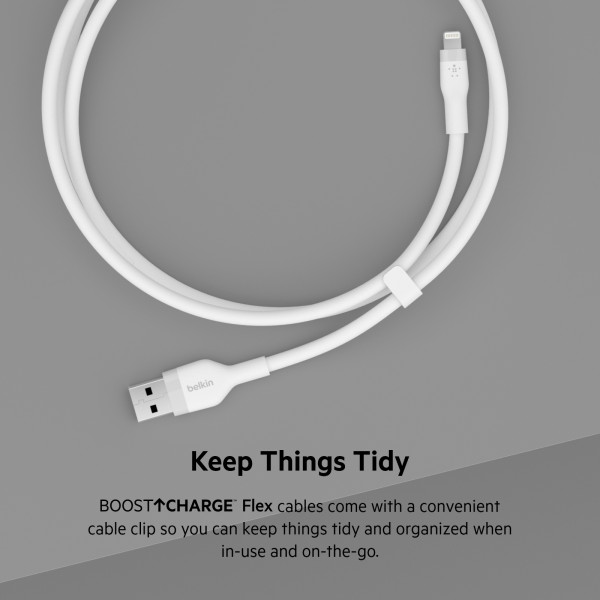 Фото - Кабель синхронізації даних Belkin USB-A - Lightning Silicone 1m White (CAA008BT1MWH)