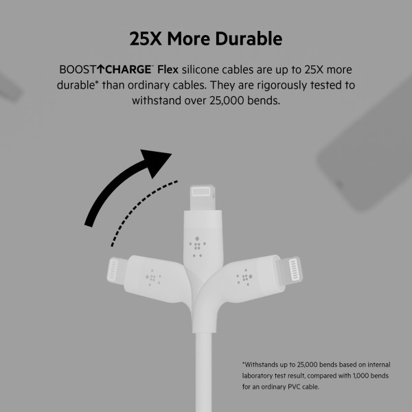 Фото - Кабель синхронізації даних Belkin USB-A - Lightning Silicone 1m White (CAA008BT1MWH)