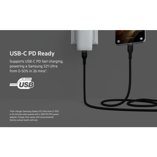 Фото - Кабель синхронізації даних Belkin USB-С - USB-C 1 м Black (CAB011BT1MBK)
