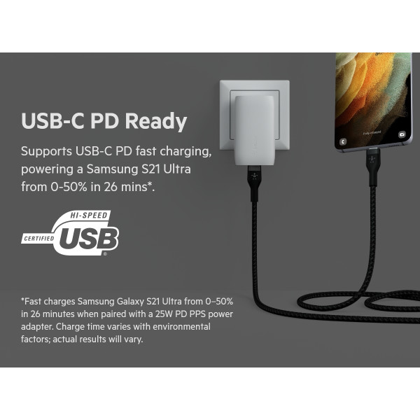 Фото - Кабель синхронізації даних Belkin USB-С - USB-C 1 м Black (CAB011BT1MBK)