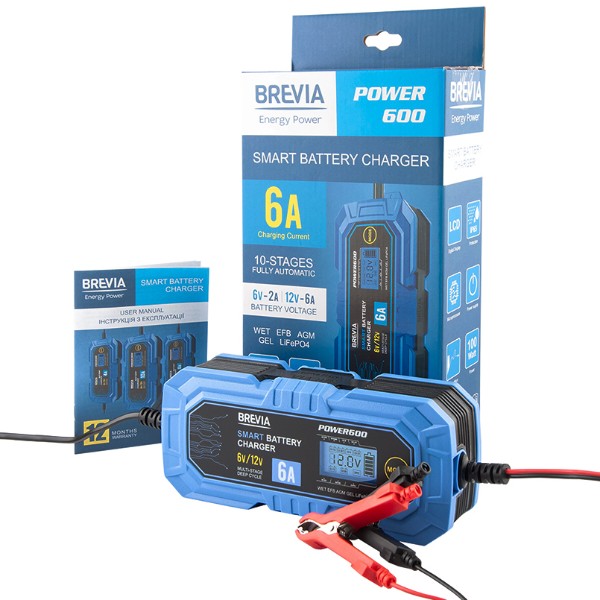 Фото - Пускозарядное устройство Brevia POWER600 6A 6V/12V 4-150Ah  (20600EP)