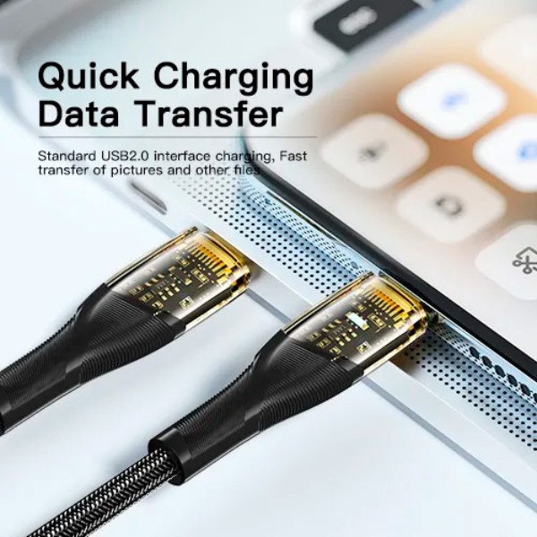 Фото - Кабель Essager Interstellar Transparent Design USB Charging Cable Type C to Type C 100W 1m Blue (EXCTT1-XJ03-P)