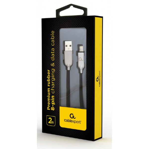 Фото - Кабель синхронізації даних Cablexpert USB 2.0 - Lightning 2m Black (CC-USB2R-AMLM-2M)