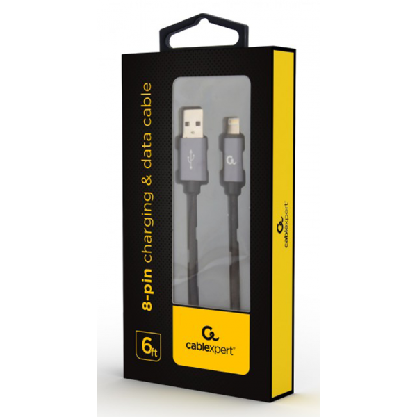 Фото - Кабель синхронізації даних Cablexpert USB 2.0 - Lightning Black 1.8m (CCB-mUSB2B-AMLM-6)
