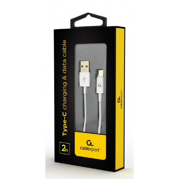 Фото - Кабель синхронізації даних Cablexpert USB 2.0 - USB-C 2m White (CC-USB2P-AMCM-2M-W)