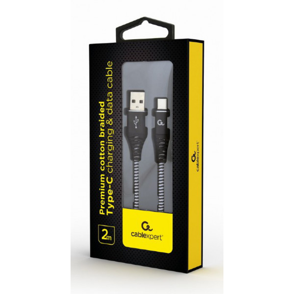 Фото - Кабель синхронізації даних Cablexpert USB 2.0 - USB Type-C 2m Black/White (CC-USB2B-AMCM-2M-BW)