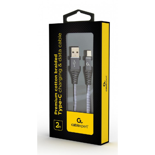 Фото - Кабель Cablexpert USB 2.0 - USB Type-C 2m Grey (CC-USB2B-AMCM-2M-WB2)