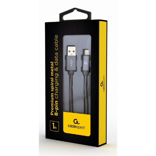 Фото - Кабель Cablexpert USB 2.0 A - Lightning  Premium 1m Grey (CC-USB2S-AMLM-1M-BG)
