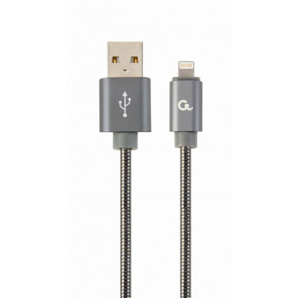 Фото - Кабель синхронізації даних Cablexpert USB 2.0 A - Lightning Premium 2m Grey (CC-USB2S-AMLM-2M-BG) Фото - Кабель синхронізації даних Cablexpert USB 2.0 A - Lightning Premium 2m Grey (CC-USB2S-AMLM-2M-BG)