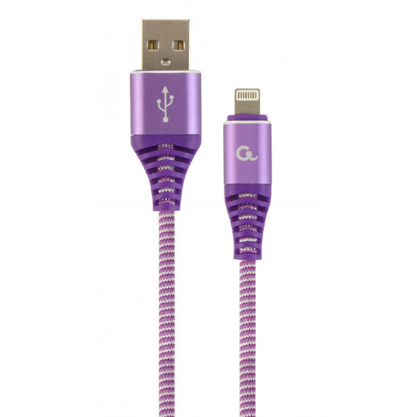 Фото - Кабель синхронізації даних Cablexpert USB 2.0 A - Lightning Premium 2m Violet (CC-USB2B-AMLM-2M-PW)