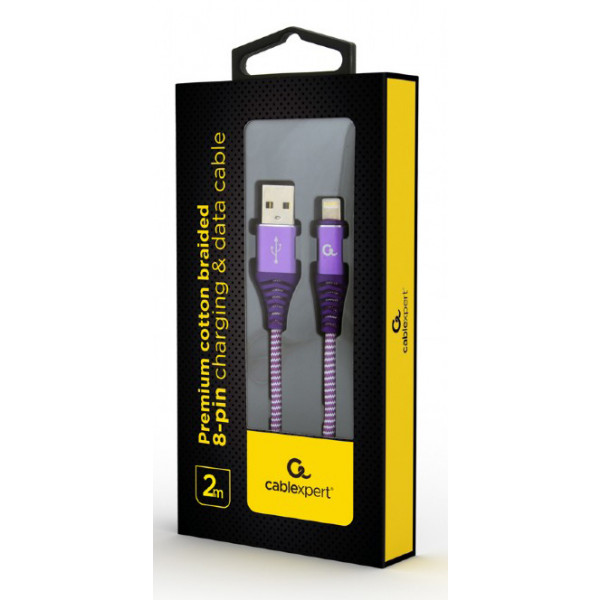 Фото - Кабель синхронізації даних Cablexpert USB 2.0 A - Lightning Premium 2m Violet (CC-USB2B-AMLM-2M-PW)