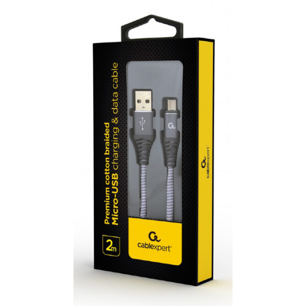 Фото - Кабель Cablexpert USB 2.0 A - microUSB Premium 2m Grey (CC-USB2B-AMmBM-2M-WB2)