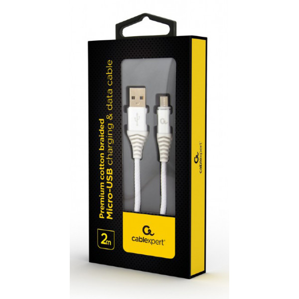Фото - Кабель Cablexpert USB 2.0 A - microUSB Premium 2m White (CC-USB2B-AMmBM-2M-BW2)