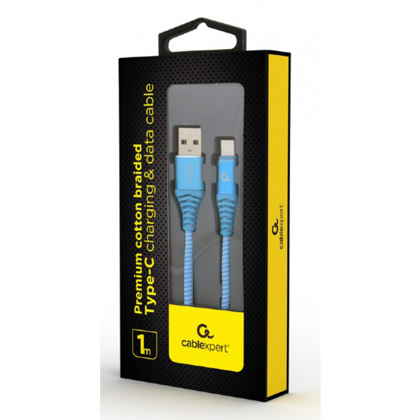 Фото - Кабель синхронізації даних Cablexpert USB 2.0 A - USB Type-C Premium 1m Blue (CC-USB2B-AMCM-1M-VW)