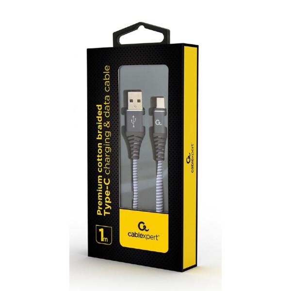 Фото - Кабель Cablexpert USB 2.0 A - USB Type-C Premium 1m Grey (CC-USB2B-AMCM-1M-WB2)