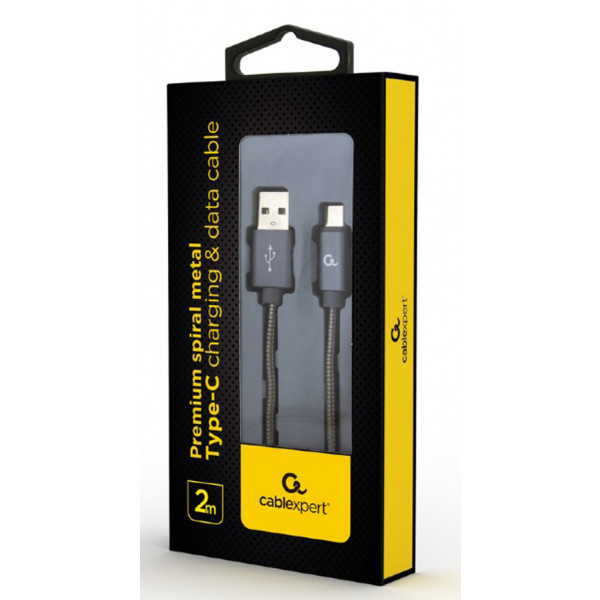 Фото - Кабель Cablexpert USB 2.0 A - USB Type-C Premium 2m Grey (CC-USB2S-AMCM-2M-BG)