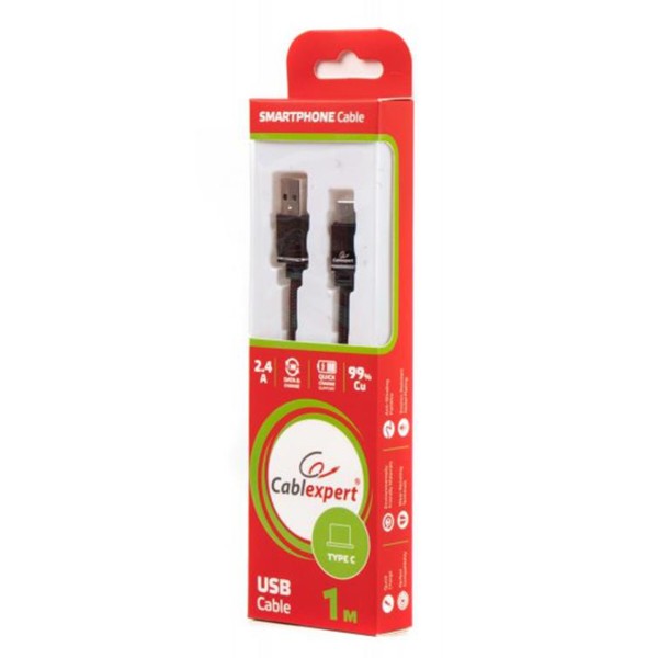 Фото - Кабель Cablexpert USB 2.0 A - USB Type-C Premium Black 1m (CCPB-C-USB-10BK)