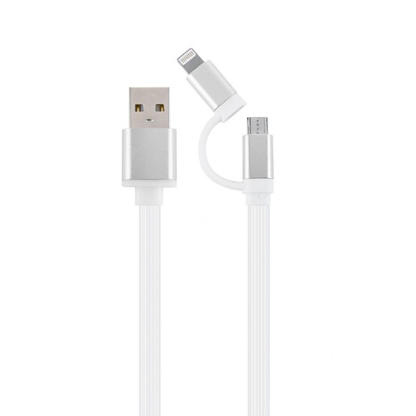 Фото - Кабель Cablexpert USB 2.0 BM - Lightning/Micro USB 1m Silver (CC-USB2-AM8PmB-1M-SV)