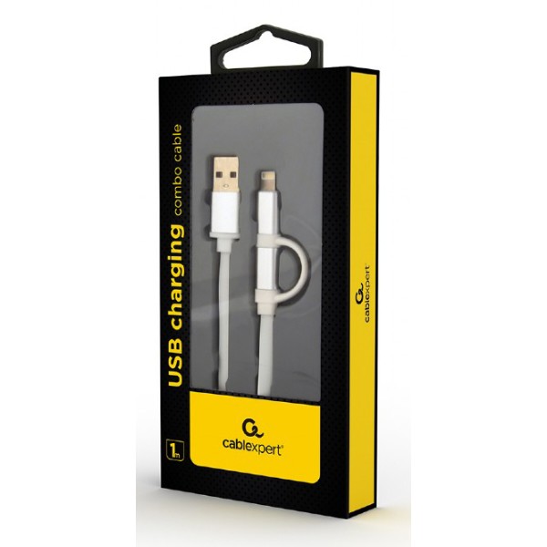 Фото - Кабель Cablexpert USB 2.0 BM - Lightning/Micro USB 1m Silver (CC-USB2-AM8PmB-1M-SV)