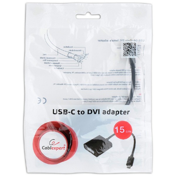 Фото - Перехідник USB-C - DVI Cablexpert USB 3.1 Type-C to DVI 0.15 m Black (A-CM-DVIF-01)