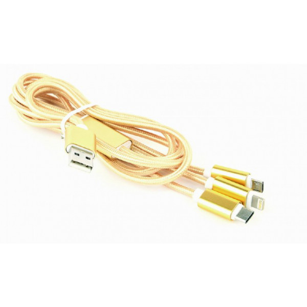 Фото - Кабель Cablexpert USB BM - Lightning/MicroUSB/USBType-C 1m Gold (CC-USB2-AM31-1M-G)