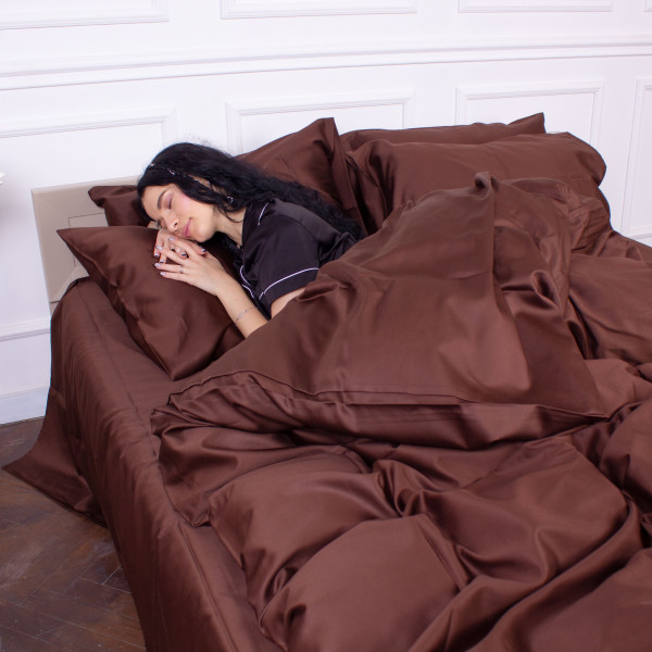 Фото - Комплект постільної білизни MirSon Сатин Cacao 0211 200х220 (2200000671677)