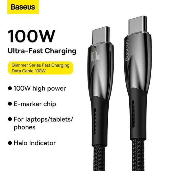 Фото - Кабель Baseus Glimmer Series Fast Charging Type-C to Type-C 100W 1m (CADH000702)