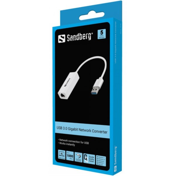 Фото - Переходник USB- RJ-45 Sandberg USB 3.0 Type A - Ethernet RJ45 (133-90)