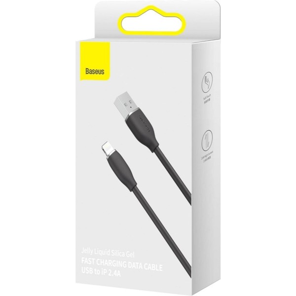 Фото - Кабель Baseus Jelly Liquid Silica Gel Fast Charging Data Cable USB to iP 2.4A 1.2m Black (CAGD000001)