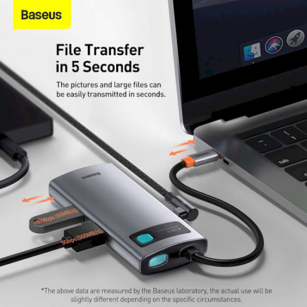 Фото - Док-станція Baseus USB3.1 USB Type C PD 100W/HDMI 4K 30 Hz/USB 3.2 Gen1/1хUSB 2.0 4in1 (CAHUB-CY0G)