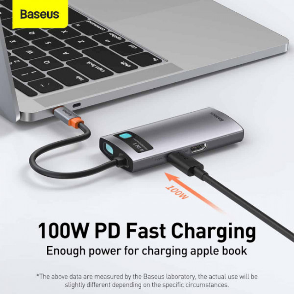 Фото - Док-станція Baseus USB3.1 USB Type C PD 100W/HDMI 4K 30 Hz/USB 3.2 Gen1/1хUSB 2.0 4in1 (CAHUB-CY0G)