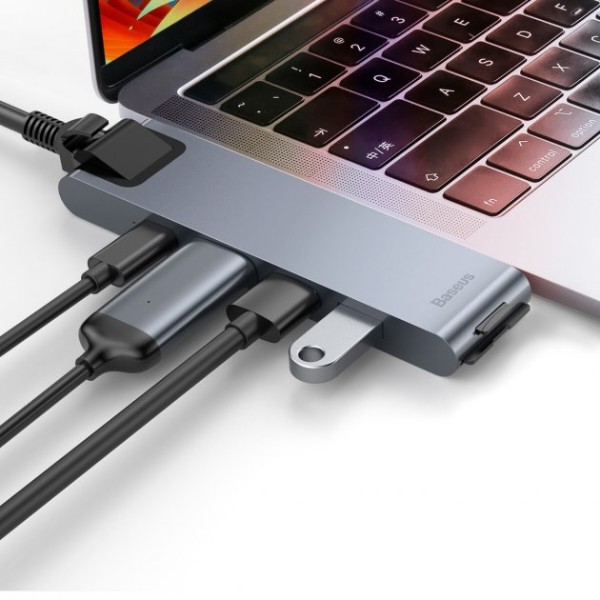 Фото - Хаб USB Baseus Thunderbolt C+Pro Seven-in-one smart HUB (CAHUB-L0G)