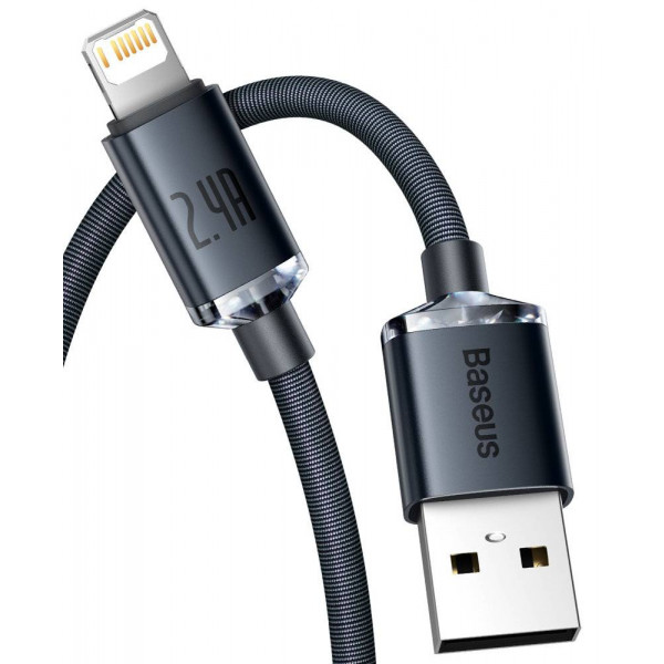 Фото - Кабель синхронізації даних Baseus Crystal Shine Series Fast Charging Data Cable USB to iP 2.4A 1.2m Black (CAJY000001)