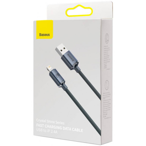 Фото - Кабель синхронізації даних Baseus Crystal Shine Series Fast Charging Data Cable USB to iP 2.4A 1.2m Black (CAJY000001)
