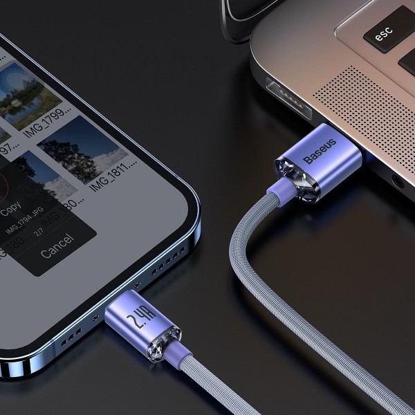 Фото - Кабель Baseus USB to Lightning 2.4A 2m Violet (CAJY000105)