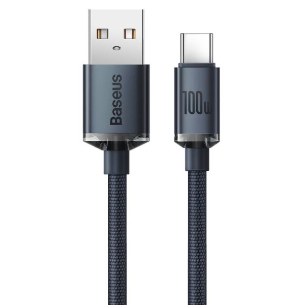 Фото - Кабель Baseus Crystal Shine Series Fast Charging Data Cable USB to Type-C 100W 1.2m Black (CAJY000401)