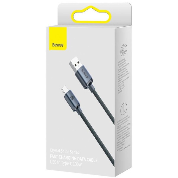 Фото - Кабель Baseus Crystal Shine Series Fast Charging Data Cable USB to Type-C 100W 1.2m Black (CAJY000401)