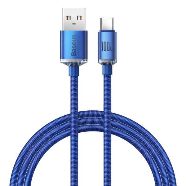 Фото - Кабель Baseus Crystal Shine Series Fast Charging Data Cable USB to Type-C 100W 1.2m Blue (CAJY000403)