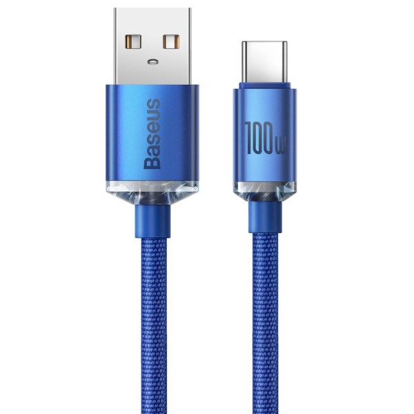 Фото - Кабель Baseus Crystal Shine Series Fast Charging Data Cable USB to Type-C 100W 1.2m Blue (CAJY000403)