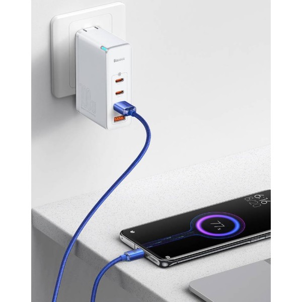 Фото - Кабель Baseus Crystal Shine Series Fast Charging Data Cable USB to Type-C 100W 1.2m Blue (CAJY000403)